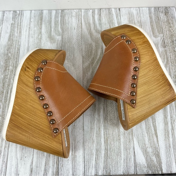 Steve Madden 6 Gemma Studded Brown Leather Platform Wedge Sandals Made in Italy - Picture 9 of 9
